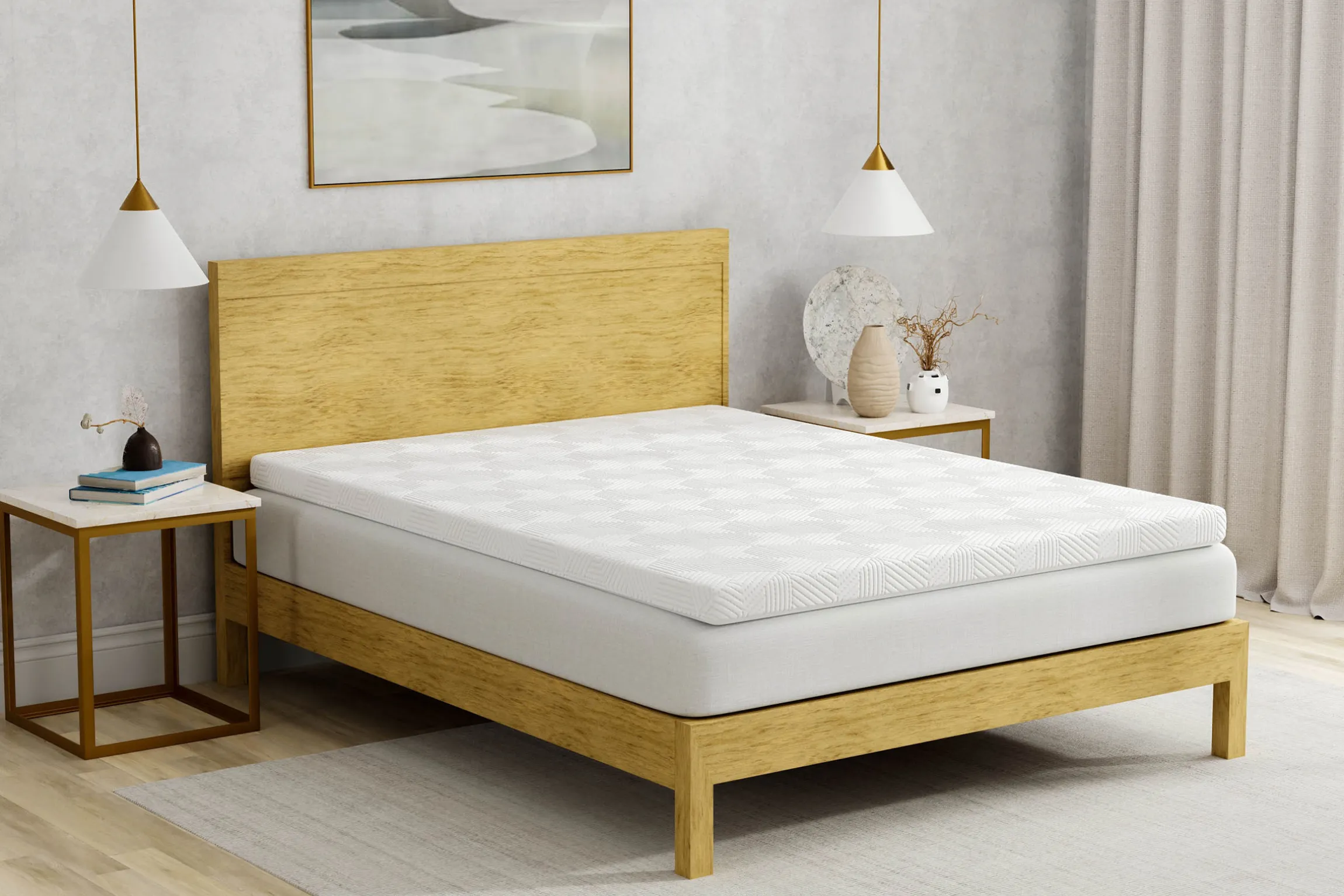 BED-TECH 3 Inch Gel Memory Foam Topper with Cover