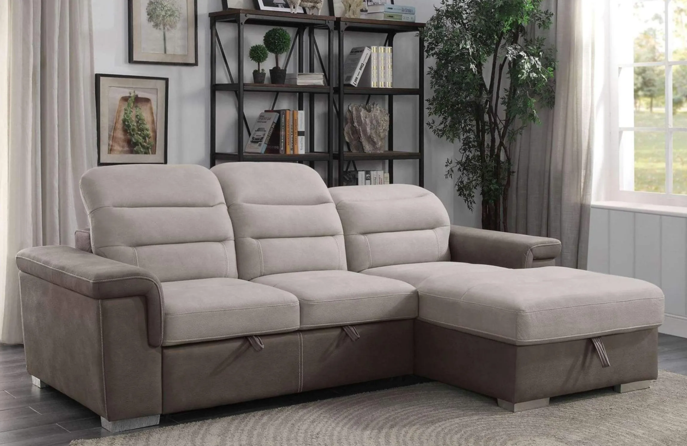 Homelegance Alfio Sectional with pullout bed and hidden storage